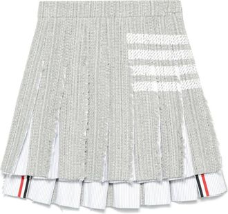 Thom Browne Rokken, Dames, Grijs, S, Grijze Mini Rok met Plooien