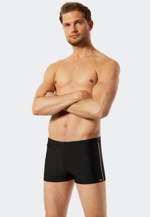 Schiesser Badehose SCHIESSER Nautical Casual, Herren, Gr. 10, N-Gr, schwarz (000, schwarz), Baumwolle, Elasthan, unifarben mit Farbeinsatz, Badehosen Badehose, 