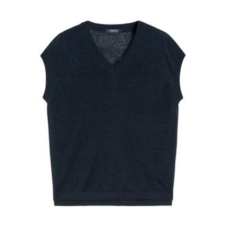 Max Mara V-neck Knitwear, female, Blue, Size: XS V-neck Knitwear