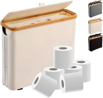 OEM Portarrollos De Papel Higi&eacute;nico Para 12 Rollos, Cesta Estrecha Con Tapa, Ideal Para El Ba&ntilde;o, Fabricado En Lona Resistente Tipo Lino, Con Patas De Goma