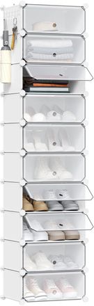Woltu Zapatero Modular De 10 Compartimentos, M&oacute;vil, Para 20 Pares, Ahorra Espacio, Blanco - Woltu