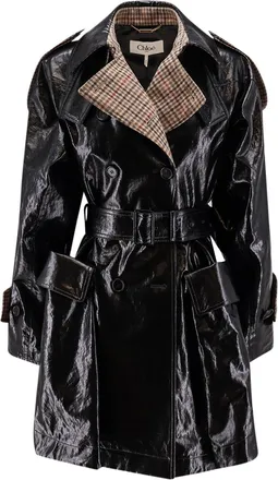 Chlo&eacute; Coated Linen Trench With Wool Blend Details-Donna