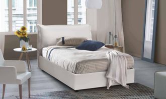 Dmora Dmora - Cama De Plaza Y Media Dgarell, Cama Contenedor Con Tapizado En Ecopiel, 100% Made In Italy, Apertura Frontal, Con Colch&oacute;n 120x200 Cm Incluido,