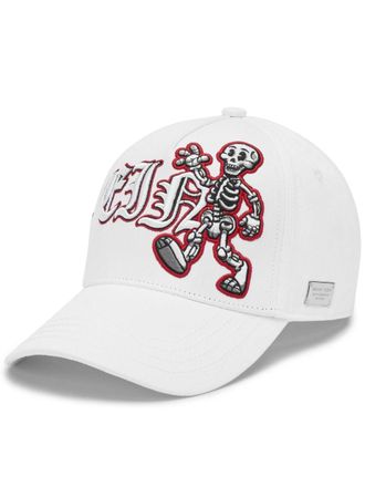 Philipp Plein Cappello da baseball Skeleton con ricamo - Bianco