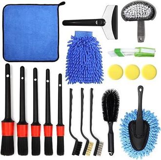 OEM Kit De Lavado Y Limpieza De Autos De 18 Piezas, Kit De Cepillos Para Neum&aacute;ticos, Kit De Cuidado Interior Y Exterior
