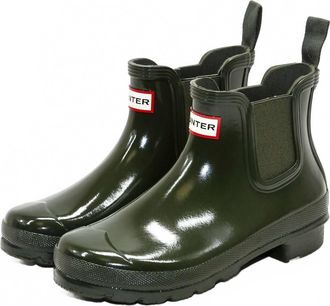 Hunter Womens Original Gloss Chelsea Boots In Dark Olive