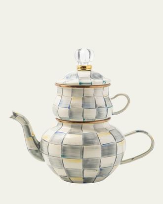 MacKenzie-Childs Sterling Check Enamel High Tea