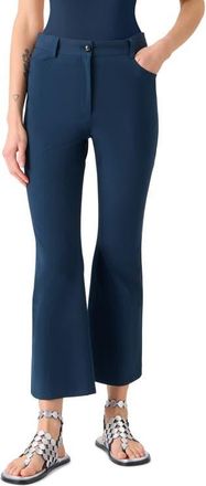 Akris Cali Stretch Cotton Crop Bootcut Pants in Dark Blue at Nordstrom, Size 12