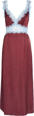Never Fully Dressed Mimi Lace-trim Satin Midi Dress - Burgundy - 16 (UK16 / XL)