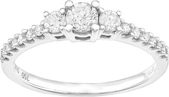 Jewelco London 18ct White Gold 0.35ct Diamond Raised Graduated Trilogy Ring - PR1AXL2320W18