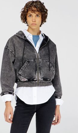 Diesel Hoodie with denim effect - Sweaters - Woman - Grey