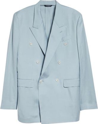 Dolce & Gabbana Double Breasted Shantung Jacket in B8966 Azzurro Polvere at Nordstrom, Size 44 Us