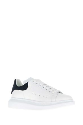 Alexander McQueen Leather with Suede Heel Sneaker - White
