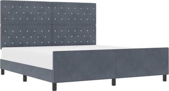 vidaXL Bed Frame with Headboard Dark grey 180 x 200 cm Velvet Vidaxl