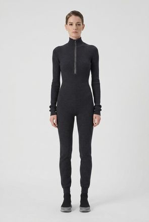 Brunello Cucinelli Dark Grey Wool Knit Jumpsuit, Size Medium