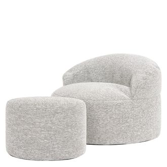 Icon Brand Puf sill&oacute;n decorativo con reposapi&eacute;s redondo de tejido, natural