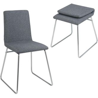 Costway Set di 2 Sedie per Sala da Pranzo 52 x 47 x 88 cm, Sedie Imbottite per Cucina con Schienale Pieghevole e Struttura in Metallo, Adata per