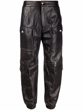 Philipp Plein leather jogging trousers - women - Lamb Skin/Polyester/Spandex/Elastane - S - Black