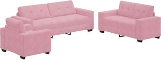 vidaXL Sofa 3 pcs Pink Velvet vidaXL