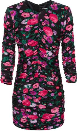 Elisabetta Franchi Mini jurk met bloemenprint en draperie - Dames - Korte kleedjes - Veelkleurig - XS - Kleedjes