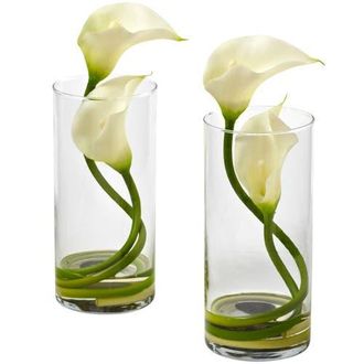 Nearly Natural Double Calla Lily with Cylinder in Cream at Nordstrom