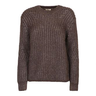 Herno Round-neck Knitwear, female, Brown, Size: S Long sleeve sweater, crafted