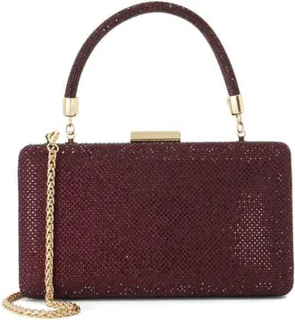 Dune London Beaut Crystal Box Clutch in Berry at Nordstrom