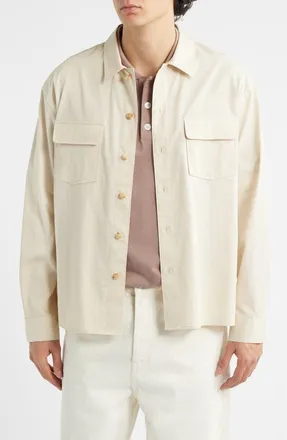 Frame Denim Double Pocket Overshirt in Light Beige at Nordstrom, Size Xx-Large