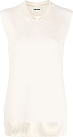 Jil Sander cashmere wool blend knit vest - women - Cotton/Cashmere/Virgin Wool/Polyamide - 34 - White