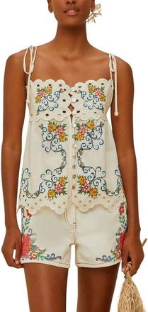 Farm Rio Grandmas Treasure Tie Strap Camisole in Off-White at Nordstrom, Size X-Small