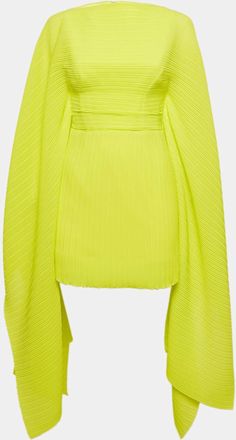Solace London Lime Green Plisse Long Sleeve Mini Dress