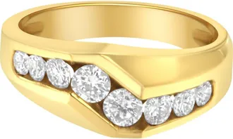 House of Brilliance 14KT Yellow Gold Mens Round Cut Diamond Ring at Nordstrom, Size 9.5