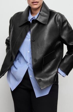 Mango Sabina Faux Leather Jacket in Black at Nordstrom, Size Xx-Large