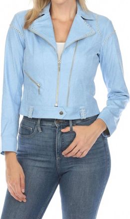 Insight Studded Vegan Leather Jacket In Blue