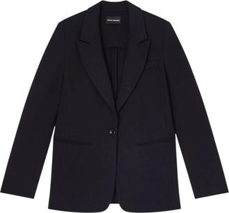 Emporio Armani Viscose Stretch Interlock Jacket - Dames - Blazers - Zwart - XS - Leer - Jassen