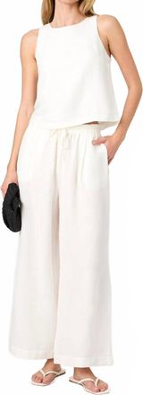 French Connection Birdie Linen Wide Leg Trouser Pants In Summer White