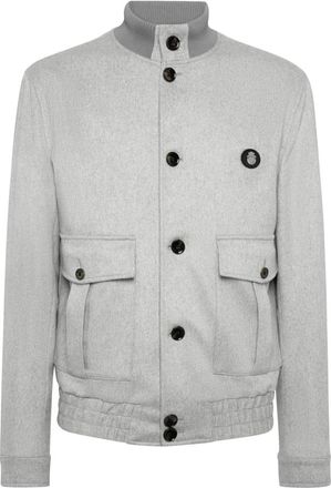 Billionaire Boys Club Cashmere Wool Bomber Jacket - Heren - Zomerjassen - Grijs - 5XL - Polyester - Jassen