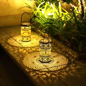 OEM Faroles Solares Para Exteriores, Juego De 2 Luces Solares De Metal Para Jard&iacute;n Con Estacas De Tierra, Luces Solares Para Exteriores, Para Jard&iacute;n, Pati