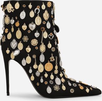 Dolce & Gabbana Satin And Embroidered Ankle Boots - Woman Boots And Booties Multicolor 36.5