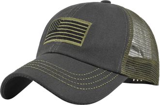 Generic Unisex Mesh Tactical Camouflage Baseball Cap American Flag Embroidery Classic Lightweight Breathable Climbing Hiking Army Green One Size