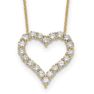 Diamond2Deal 14k Gold 2 Ct Lab Grown Diamond Open Heart Pendant Necklace 18