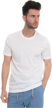 Kiton Logo T-shirt- ronde hals- korte mouw - Heren - T-shirts - Wit - XL - Katoen - Tops