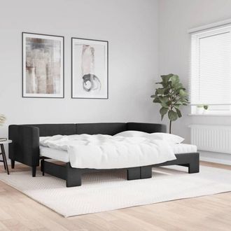 vidaXL Vidaxl - Sof&aacute; Cama Nido Con Colch&oacute;n Tela Negro 90x190 Cm