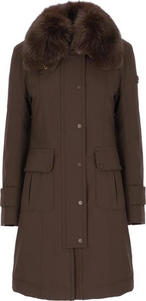 Peuterey Brown Rakid Fox Fur Collar Long Down Jacket