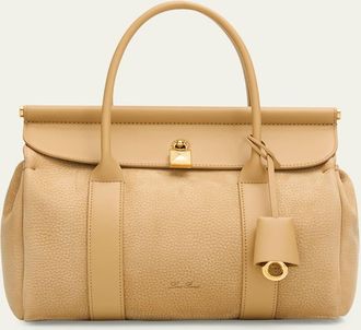 Loro Piana Loom L25 Grained Leather Top-Handle Bag