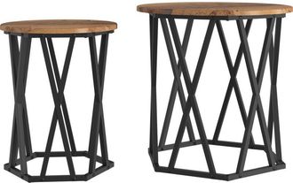 vidaXL Vidaxl - Mesa de Café 2 pcs Madera vieja 50 x 50 x 50 cm