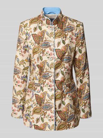 White Label Slim Fit Blazer aus Leinen mit Stehkragen in Sand, Gr&ouml;&szlig;e 34