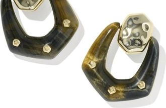 Kendra Scott Womens Embry Open Frame Earrings In Gold Dark Brown