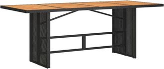 vidaXL Vidaxl - Mesa De Jard&iacute;n Superficie De Madera Rat&aacute;n Pe Negro 190x80x74 Cm