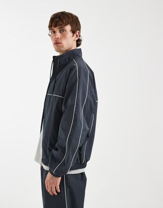 Lacoste Giacca sportiva grigia con profili a contrasto in coordinato-Grigio